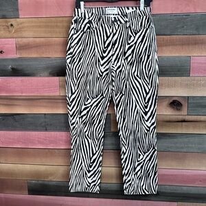Frame Denim Black & White Zebra Print Le High Straight
